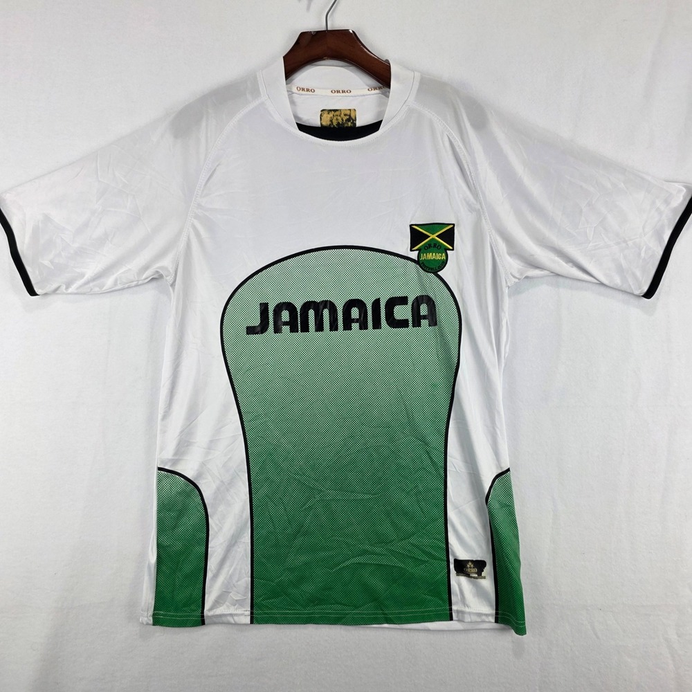 Orro Jamaica Football Club Soccer Jersey White Green Short Sleeve Shirt